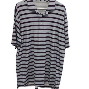 Men’s Turtleson Light Blue and Red  Striped Polo Shirt. Size XL